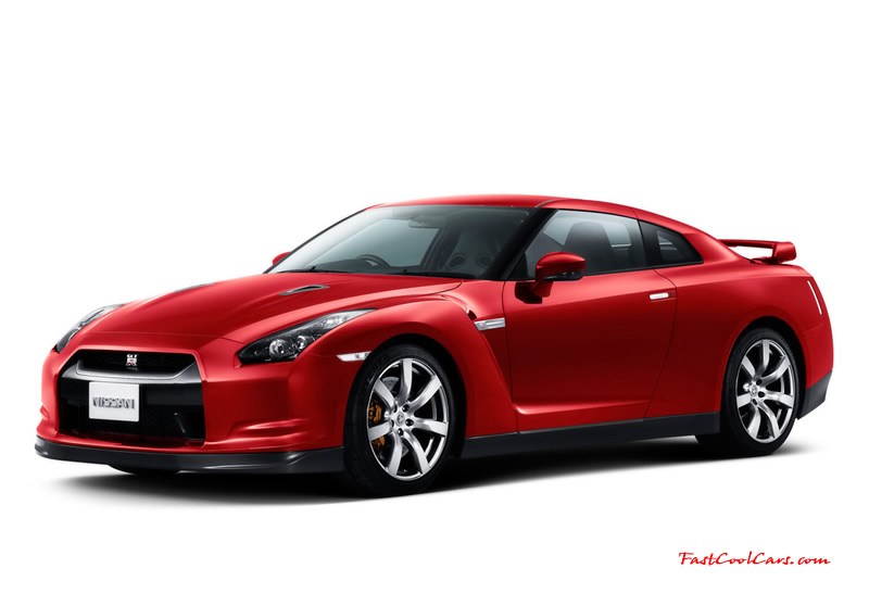 2008 Nissan GT-R - the brand new 3.8-liter twin turbo V6 VR38DETT engine is specially developed for the Nissan GT-R. It produces  473 bhp at 6400rpm and maximum torque of 434 lb/ft from 3200 to 5200rpm. This makes the Nissan GT-R one of the most powerful Japanese road cars and the most powerful production car ever built by Nissan. Sporty Red Color