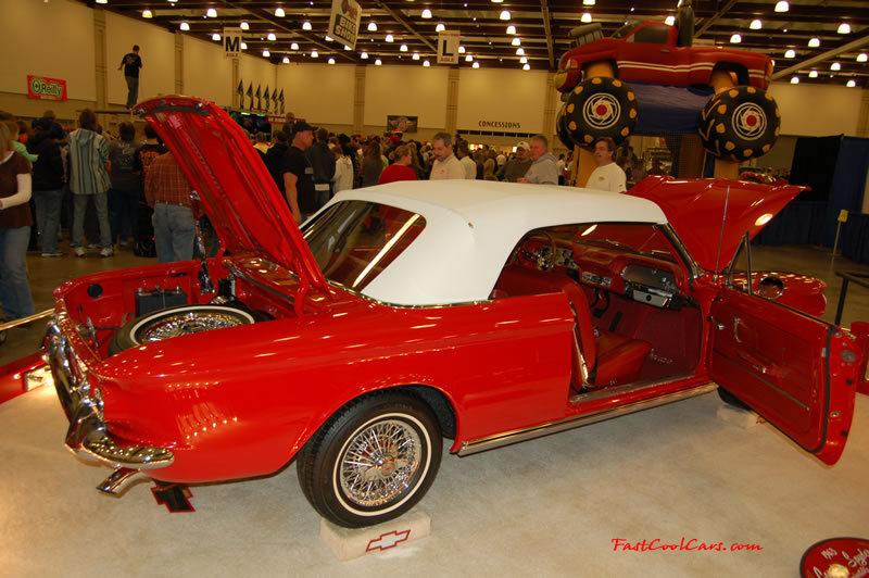 The 2009 World of Wheels Show in Chattanooga, Tennessee. On Jan. 9th,10, & 11th, Pictures by Ron Landry. Chevy Corvair with spare wire wheel and tire inside too.
