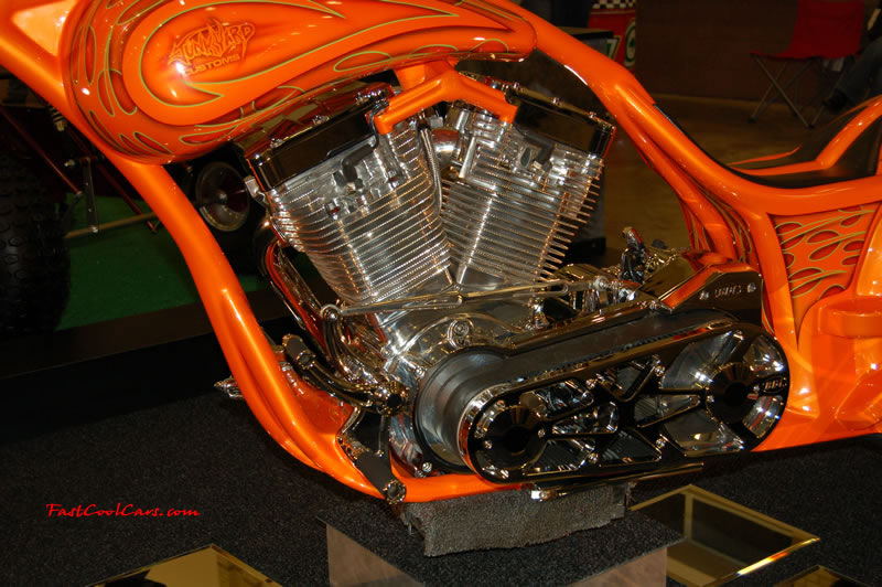 The 2009 World of Wheels Show in Chattanooga, Tennessee. On Jan. 9th,10, & 11th, Pictures by Ron Landry. Nice engine on this chopper. look at that belt drive, so cool.
