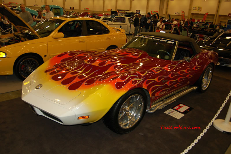 The 2009 World of Wheels Show in Chattanooga, Tennessee. On Jan. 9th,10, & 11th, Pictures by Ron Landry. Nice flame job on this C3 Corvette Convertible.