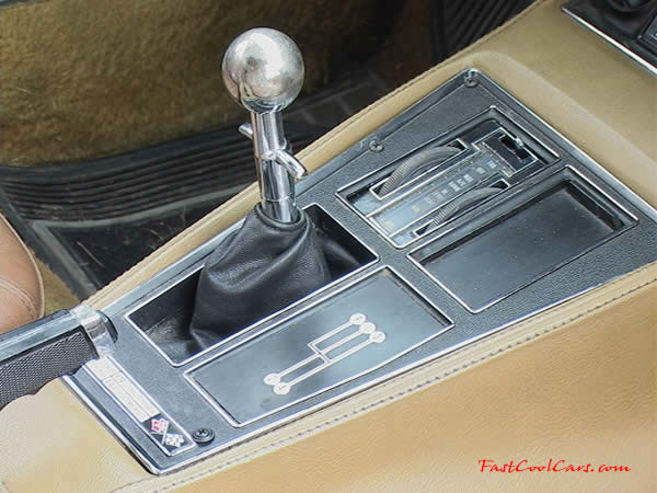 1973 Chevrolet Corvette 4 speed shifter and console view
