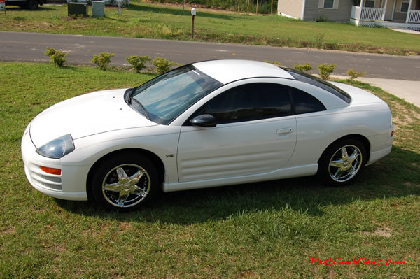 Heather's Fast Cool Car - 2000 Mitsubishi Eclipse GT - With new chrome 17" wheels and chrome tail lights.