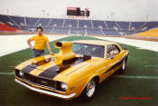 Best Et-8.18 - Best Mph-170 - car weighs-3345, with driver - did the longest wheelie in super Chevy history, 367 feet from the starting line ! the Camaro was the first 3200 lb car to go in the 9s, also the first 3200lb car to go in the 8s.