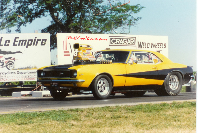 Best Et-8.18 - Best Mph-170 - car weighs-3345, with driver - did the longest wheelie in super Chevy history, 367 feet from the starting line ! the Camaro was the first 3200 lb car to go in the 9s, also the first 3200lb car to go in the 8s.