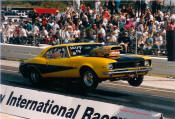 Best Et-8.18 - Best Mph-170 - car weighs-3345, with driver - did the longest wheelie in super Chevy history, 367 feet from the starting line ! the Camaro was the first 3200 lb car to go in the 9s, also the first 3200lb car to go in the 8s.