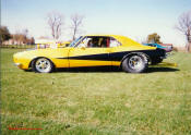 Best Et-8.18 - Best Mph-170 - car weighs-3345, with driver - did the longest wheelie in super Chevy history, 367 feet from the starting line ! the Camaro was the first 3200 lb car to go in the 9s, also the first 3200lb car to go in the 8s.