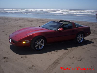 1987 Chevrolet Corvette with C6 polished Corvette wheels, and many more modifications.