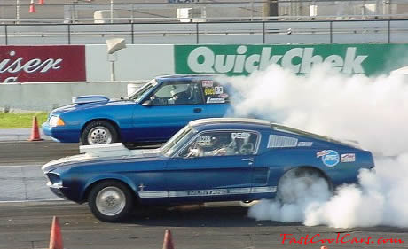Old Ford Mustang Fastback burnout