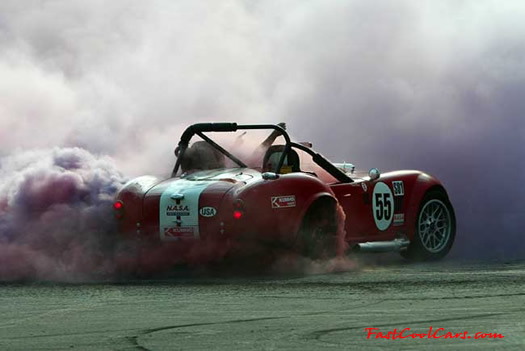 The new Kumho red smoking tires, made especially for drifting. Kumho Ecsta MX-C tires. Great for Fast Cool Cars for sure. Does great on this AC Cobra, look at all the smoke.