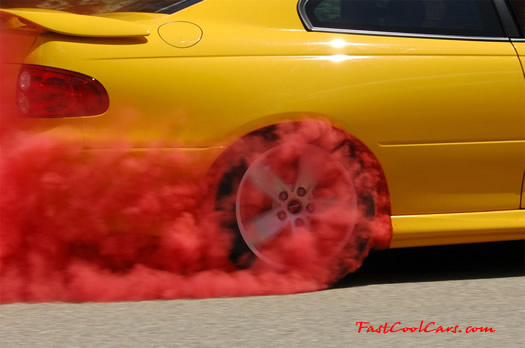 The new Kumho red smoking tires, made especially for drifting. Kumho Ecsta MX-C tires. Great for Fast Cool Cars like this Pontiac GTO 400 horsepower showing its power burning the tires off, Check out the tons of red smoke, so cool!