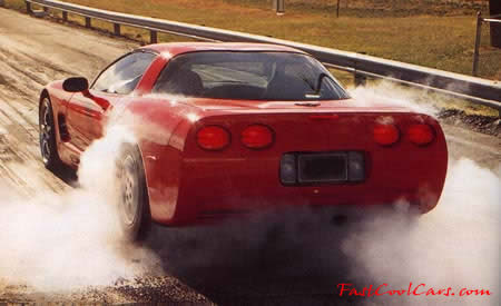 Chevrolet Corvette Turning up that small block chevy engine and blistering the tires!