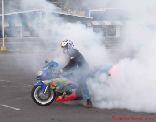 Superbike burnout, lots of smoke