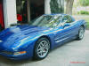 C5 Chevrolet Z06 Corvette 2001 - 2004, 385 to 405 horsepower, Aluminum block and heads LS6, all with 6 speeds.  America's sport car in Electron Blue, left front angle view.