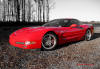 C5 Chevrolet Z06 Corvette 2001 - 2004, 385 to 405 horsepower, Aluminum block and heads LS6, all with 6 speeds.  America's sport car in red, with CCW SP 505 wheels.