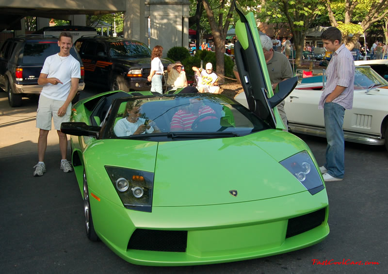 Lime Green Lamborghini Gallardo & Ron Landry at the Cleveland TN monthly car shows and events with hot rods, muscle cars, famous cars, rare cars, wild cars, fast cars, cool cars, rat rods, supercharged cars, new whips, and much more.