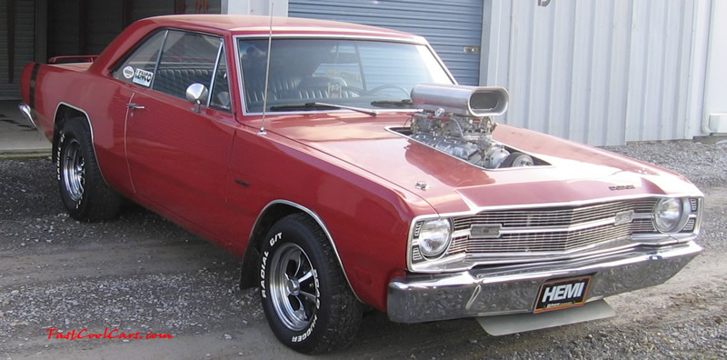 1969 Dodge Dart Hemi. Blown V8 - Red, black interior, lightning rod shifters, dual quad carbs.