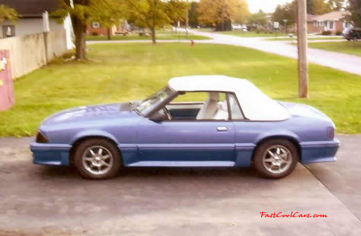 1987 Mustang GT Convertible. Fresh Metallic Blue, 5.0 HO Motor, New WC (World Class) 5 Speed (2.95 First Gear), Posi Rear, New White Interior, New White Top, New Tinted Windshield, New Aftermarket Mag Wheels and New Tires, All Factory GT Options, Flowmaster Exhausts , 86000 Miles. $ 6800