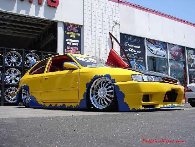 Trick It Out a sister to Pimp My Ride. This is the real deal. Harbor Motorsports of California was selected to build this car and won the Cartoon series with it. $30-40k was spent between MTV, sponsors and the shop on this heavily modified 1996 Honda Civic Hatch