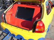 “Trick It Out” a sister to “Pimp My Ride.” This is the real deal. Harbor Motorsports of California was selected to build this car and won the Cartoon series with it. $30-40k was spent between MTV, sponsors and the shop on this heavily modified 1996 Honda Civic Hatch