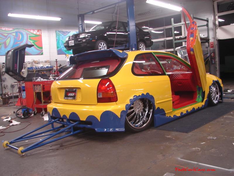 Trick It Out a sister to Pimp My Ride. This is the real deal. Harbor Motorsports of California was selected to build this car and won the Cartoon series with it. $30-40k was spent between MTV, sponsors and the shop on this heavily modified 1996 Honda Civic Hatch