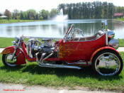 Custom T-bucket Trike V8 Chevy Custom Stroker Engine Harley Front End ~ Crazy Horse Real Fire Paint ~ 1st Place Show Winner.