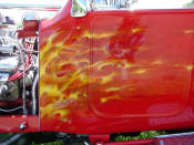 Custom T-bucket Trike V8 Chevy Custom Stroker Engine Harley Front End ~ Crazy Horse Real Fire Paint ~ 1st Place Show Winner.