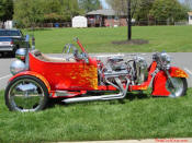 Custom T-bucket Trike V8 Chevy Custom Stroker Engine Harley Front End ~ Crazy Horse Real Fire Paint ~ 1st Place Show Winner.