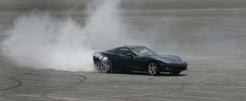 New stock 2006 C6 Chevrolet Corvette doing some drifting action for practice for the new Fast and the Furious 3 movie, Tokyo Drift.