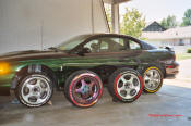 Custom Wheels and rims for the Cobra Mustang, changing colors.