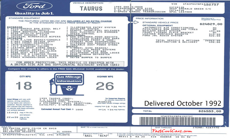 1993 Ford Taurus SHO (Super High Output) and... Supercharged.