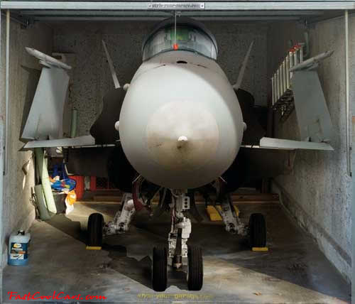 Folded wing Jet, on garage door decal.