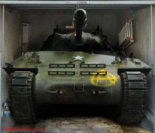 Real life Tank, on garage door decal.