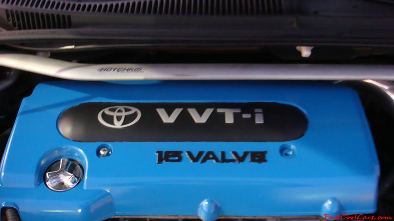 2005 Scion tC Azure Pearl with a TRD muffler, custom interior, blue led lights inside cabin area, changing color LED's, 17" ICW racing wheels