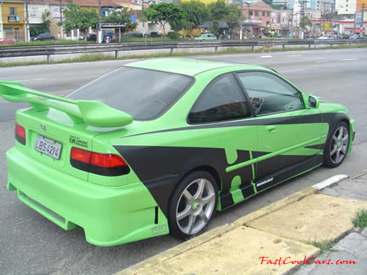 Lowriders that have been lowered, dropped, slammed, and scraping, using many different modifications. Lime green