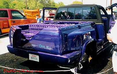 Lowriders that have been lowered, dropped, slammed, and scraping. Pick-up with cool paint