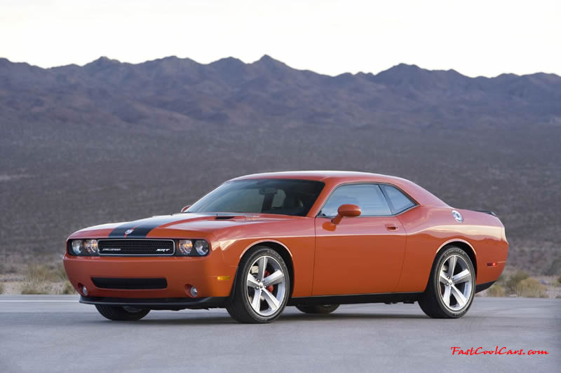 New Dodge Challenger, 6.1 V8 Hemi, 425 crank horsepower, 420 crank foot pounds of torque. SRT8