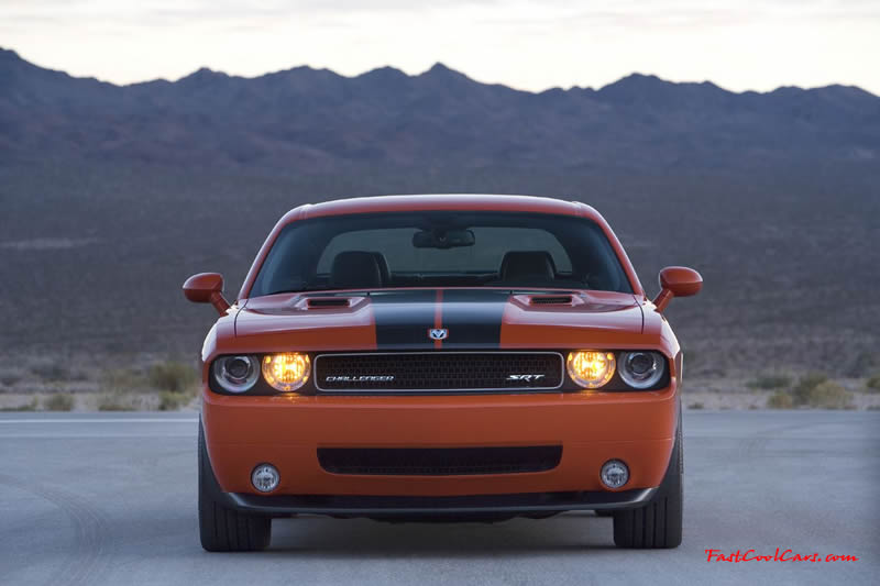 New Dodge Challenger, 6.1 V8 Hemi, 425 crank horsepower, 420 crank foot pounds of torque. SRT8