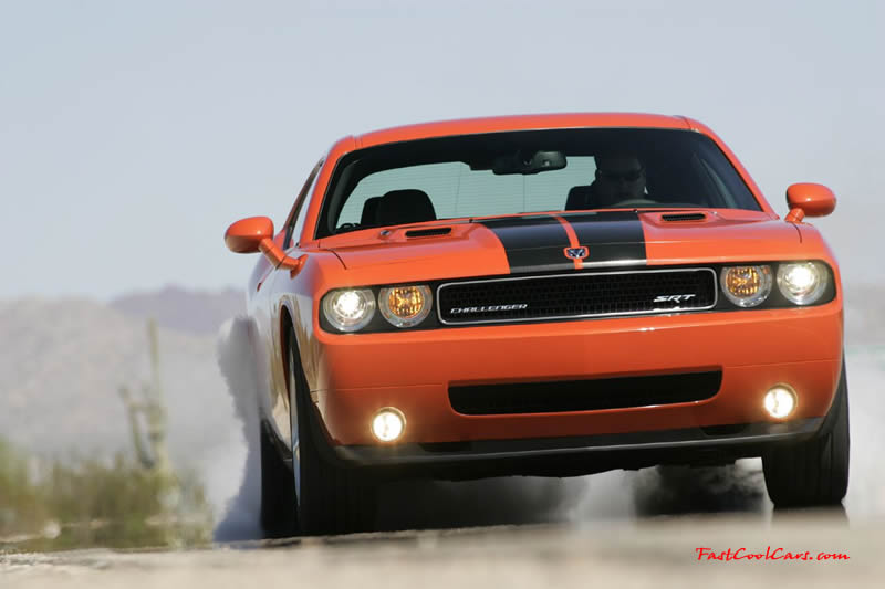 New Dodge Challenger, 6.1 V8 Hemi, 425 crank horsepower, 420 crank foot pounds of torque. SRT8