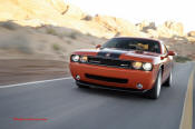 New Dodge Challenger, 6.1 V8 Hemi, 425 crank horsepower, 420 crank foot pounds of torque. SRT8