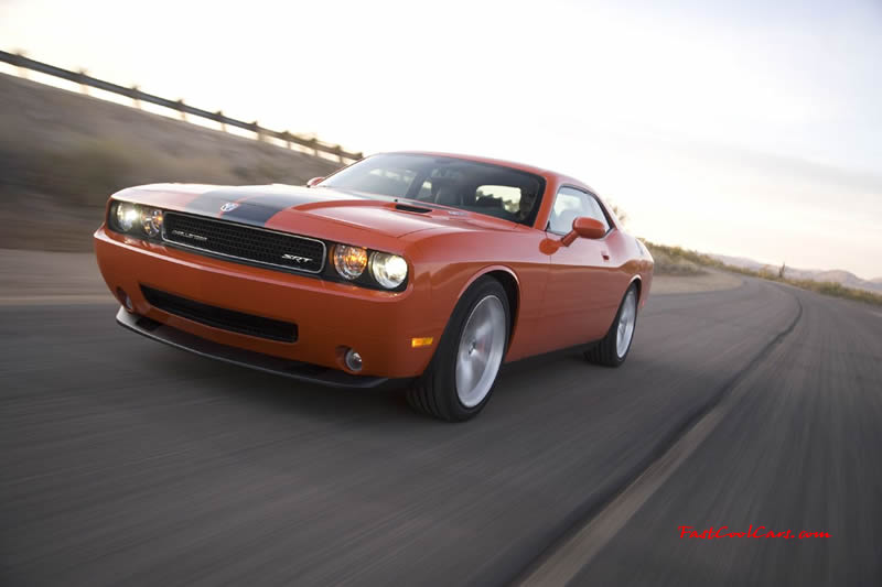 New Dodge Challenger, 6.1 V8 Hemi, 425 crank horsepower, 420 crank foot pounds of torque. SRT8