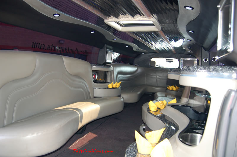 Pimped out ride, Pimp my ride with exotic interior coverings  and luxury galore in this limo Hummer.