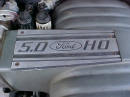 Engine badge of the 5.0 H.O. (High Output) on 91" LX Mustang coupe