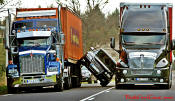 Sliding the Audi between two 18 wheelers on two tires... sweet.