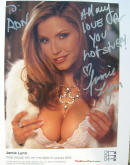 A personal note and signature from the Penthouse playmate of the month, Janurary, 2005 - Miss Jamie Lynn