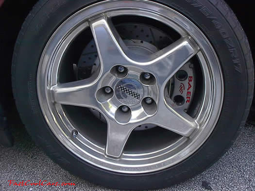 1987 Chevrolet Corvette with aftermarket ZR1 polished aluminum 17" wheels