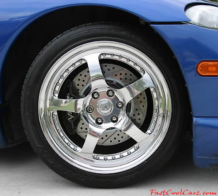 1996 Dodge Viper GTS - HRE 545 Full Polished wheels, 10 inch wide front, 13 inch wide rear, 18 inch tires. Michelin Pilot Sport, P275/35ZR18 front, and P335/30ZR18 on the rear.