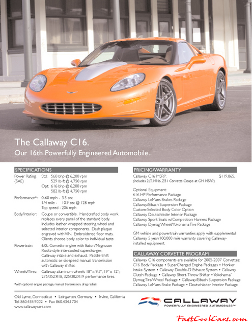2007 Callaway C16 Corvette - First Look at Callaway Cars� Newest Statement of �Powerfully Engineered Automobiles�