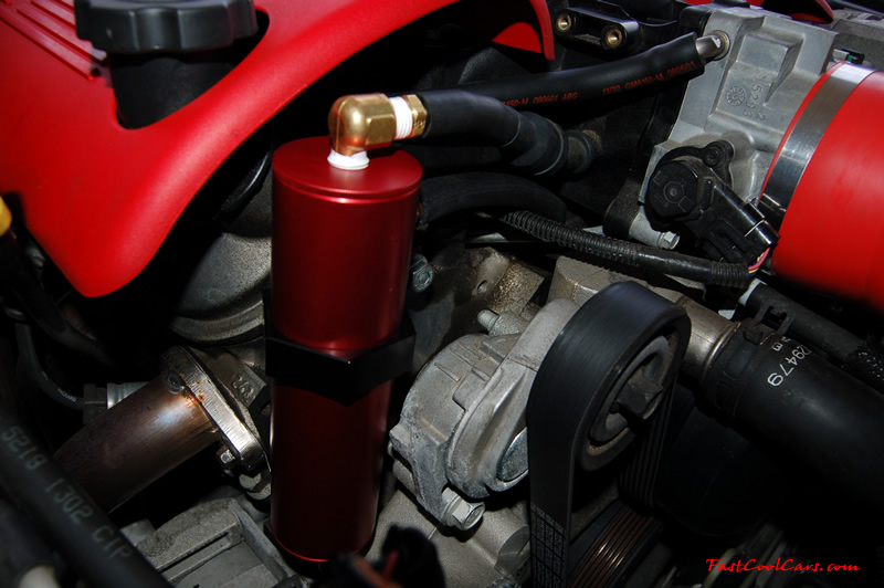 2002 Millennium Yellow Z06 Corvette - 405 HP Stock, at new home in Cleveland, Tennessee, with new red anodized aluminum oil catch can