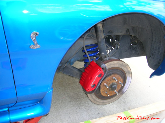 Eibach lowering springs on 1998 Cobra convertible, with painted calipers.