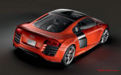 Audi R8 Designed to compete against the Porsche 911, the new Audi R8 features quattro permanent four-wheel drive, space frame aluminum body and the mid-mounted 420 bhp V8 FSI engine, and lots of carbon fiber.